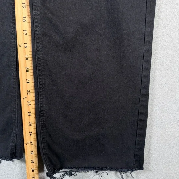 OAT New York Black High Rise Wide Leg Raw Hem Pants P0004-SJMX Size 2/26 - Picture 6 of 15